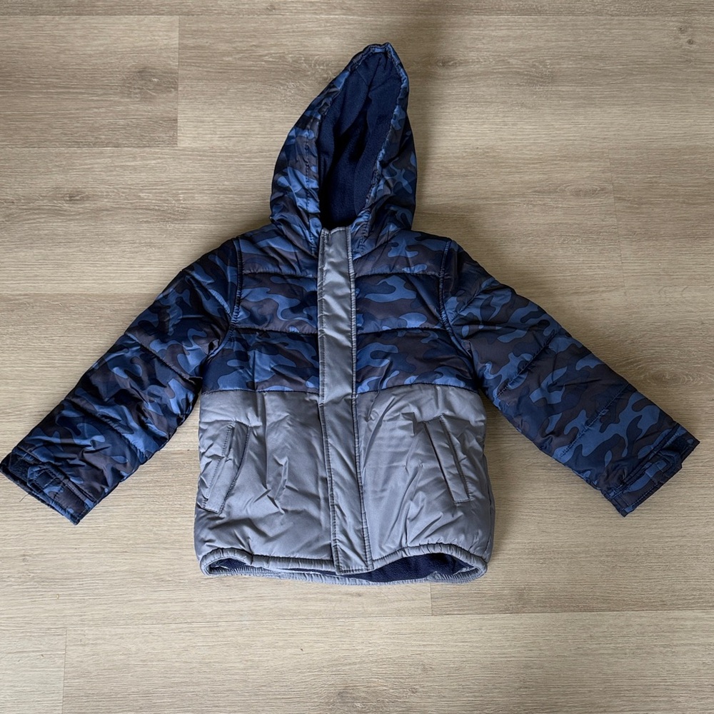 Carter's Blue and Gray Camouflage Puffer Jacket